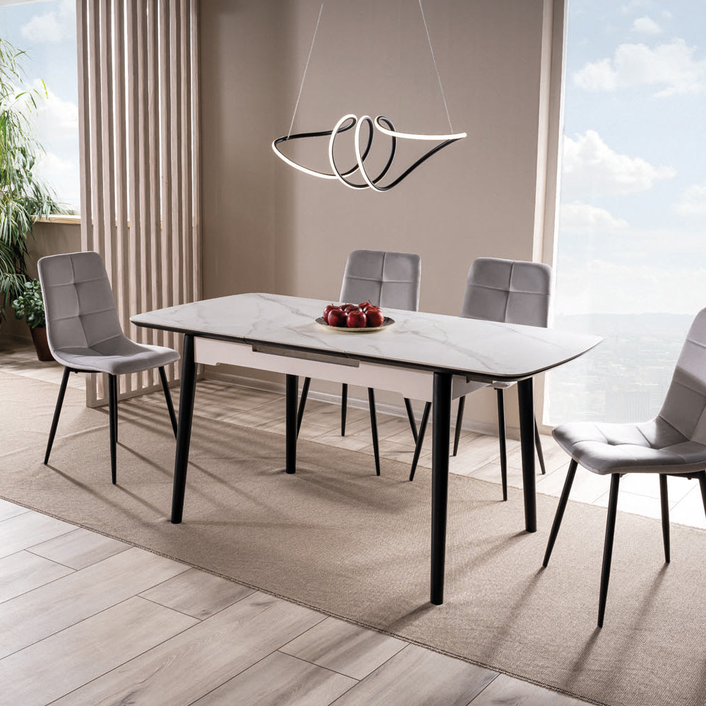 Table Artur extensible - blanc mat - 150 x 90  x 76 cm