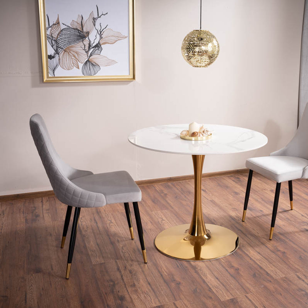 Table Ralph - céramique - marbre blanc - 90 x 75 cm