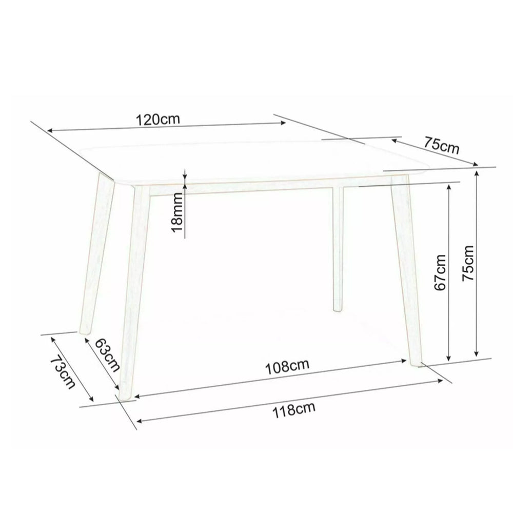 Table Scand - Bois - Mdf Blanc - 75 x 120 x 75 cm